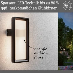 Paulmann udendørs LED-væglampe Reana, antracit IP44