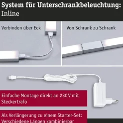 Paulmann underskabslampe Inline 2x-udvidelse krom 55 cm 830