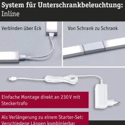 Paulmann underskabslampe Inline 2x-udvidelse krom 55 cm CCT