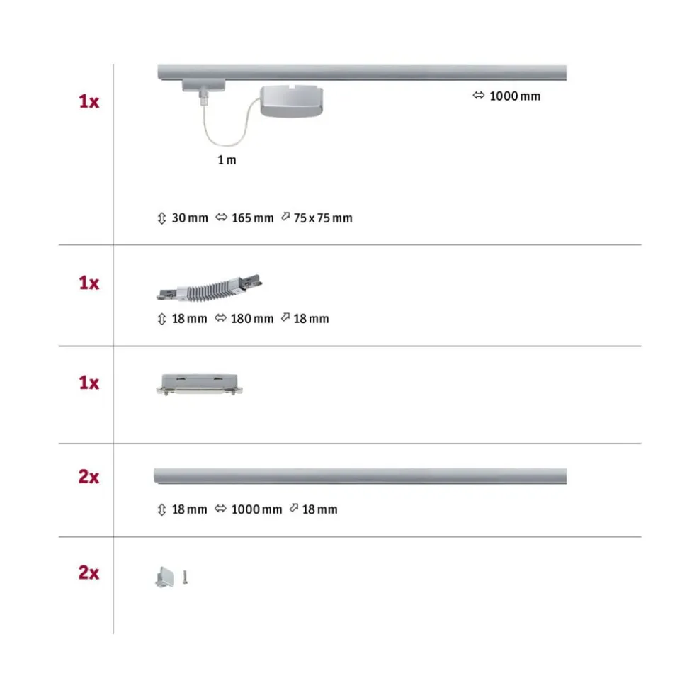 Paulmann URail Basissystem, tilbehørssæt, krom
