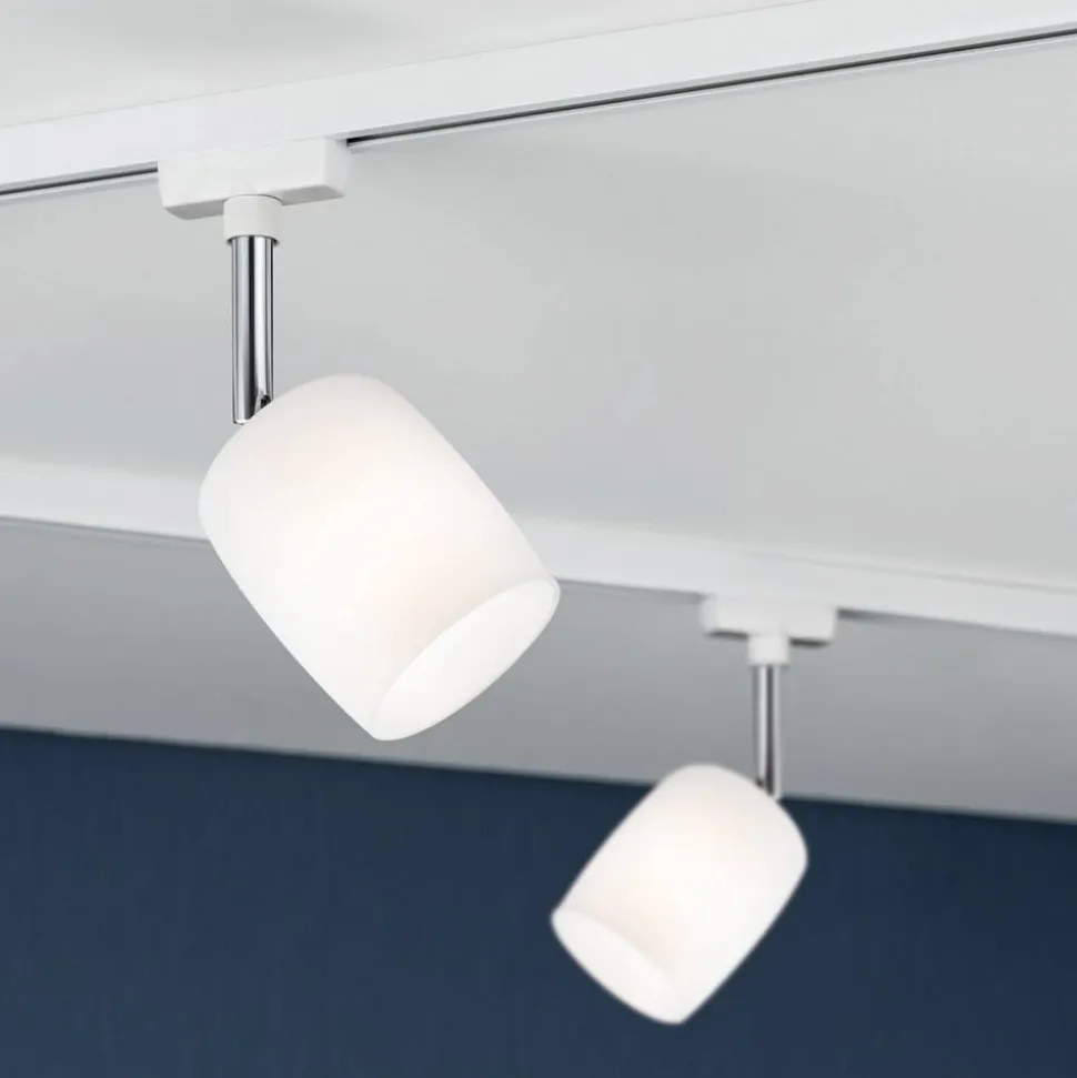 Paulmann URail Blossom spot, hvidt, satineret glas