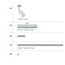 Paulmann URail Blossom 4x-basissæt krom/satineret