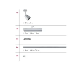Paulmann URail Cover Set, 4 spots, 2xrail krom