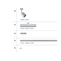Paulmann URail Cover Set, 3 spots, track, krom