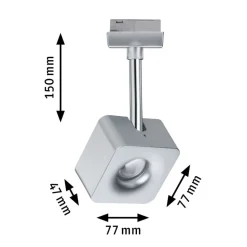 Paulmann URail Cube LED-spot, dæmpes 2.700 K krom