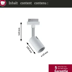 Paulmann URail skinnespot Pure I, hvid mat, GU10, metal