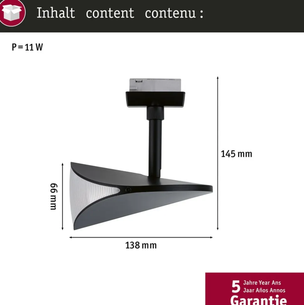 Paulmann URail skinnespot Alejandro sort 3.000K dæmpbar