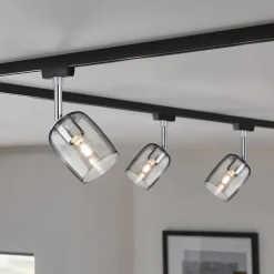 Paulmann URail Spot Blossom sort, røgfarvet glas