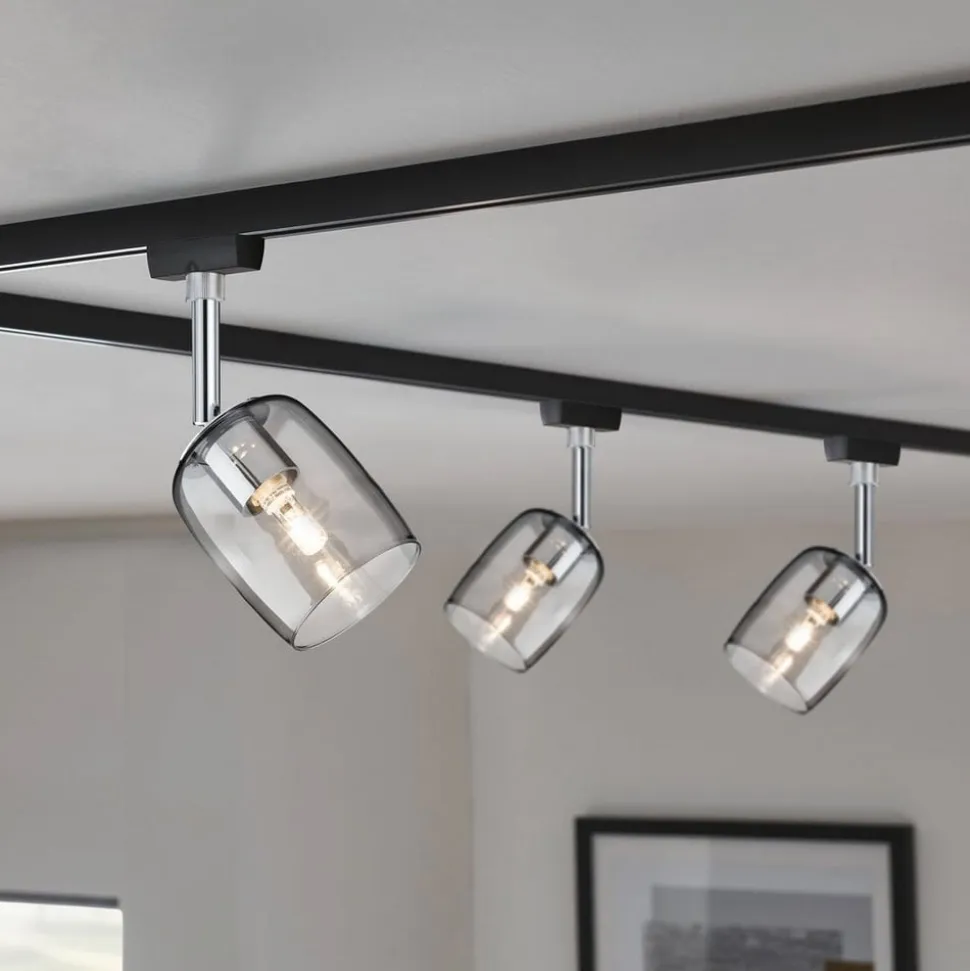 Paulmann URail Spot Blossom sort, røgfarvet glas