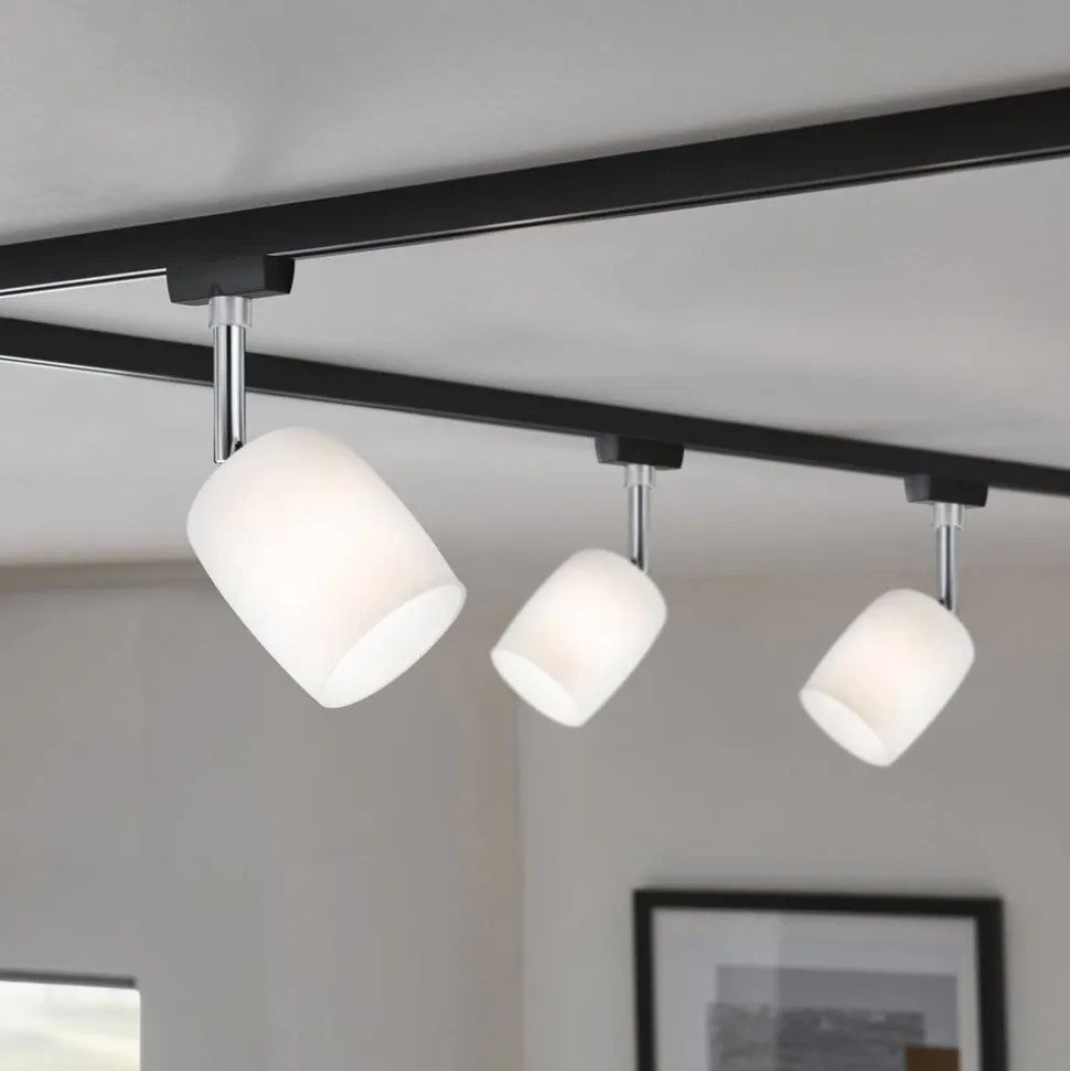 Paulmann URail Spot Blossom sort, satineret glas