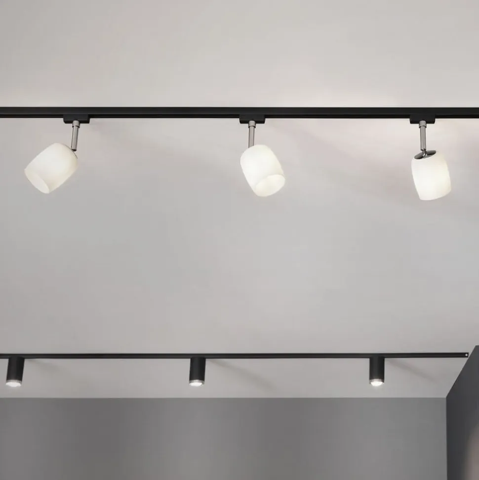 Paulmann URail Spot Blossom sort, satineret glas