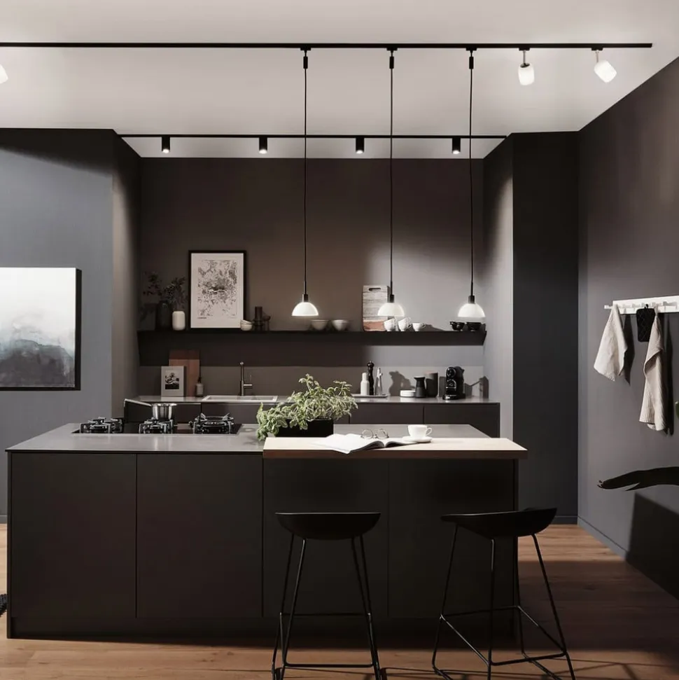 Paulmann URail Spot Blossom sort, satineret glas