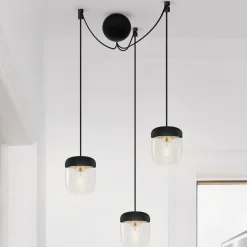 Pendellampe Acorn 3 lyskilder sort og messing