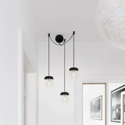 Pendellampe Acorn 3 lyskilder sort og messing