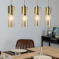 Pendellampe Annika med 4 lyskilder og glasskærme