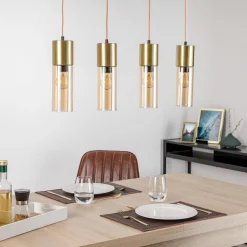 Pendellampe Annika med 4 lyskilder og glasskærme