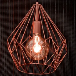 Pendellampe Carlton i vintagestil, kobber Ø 31 cm