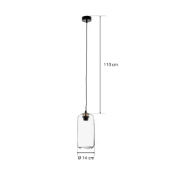 Pendellampe Kaja med lang, klar glasskærm