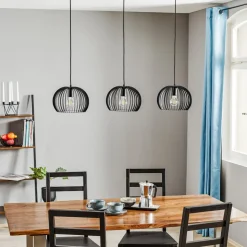 Pendellampe Larus i sort stål, 3 lyskilder