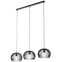 Pendellampe Larus i sort stål, 3 lyskilder