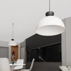 Pendellampe Lunaro, hvid, Ø 40 cm, metal