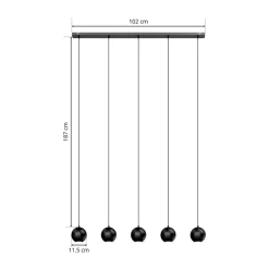 Pendellampe Midnight helt i sort 5 lyskilder