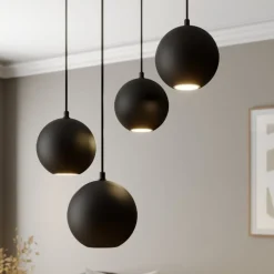 Pendellampe Midnight sort 4 lyskilder rund