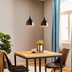 Pendellampe Nanu i metal, sort, 2 lyskilder