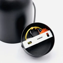 Pendellampe Nolan, Ø 11 cm, sort/eg, metal/træ