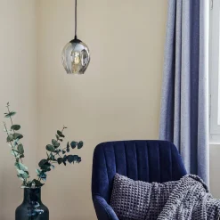 Pendellampe Starla, glas grafit, 1 lyskilde rund