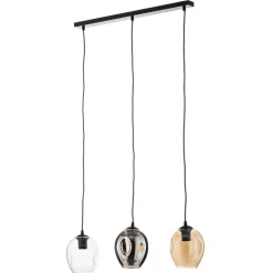 Pendellampe Starla lige 3 lyskilder grafit/amber/klar