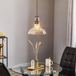 Pendellampe Teo med glasskærm, patineret