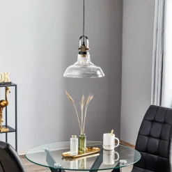Pendellampe Teo med glasskærm, patineret