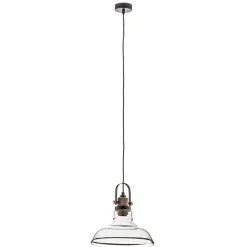 Pendellampe Teo med glasskærm, patineret