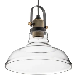 Pendellampe Teo med glasskærm, patineret