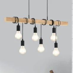 Pendellampe Townshend med træ 6 lyskilder
