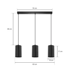 Pendellampe ZW Tube 170, 3 lyskilder, sort