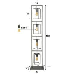 Perpendillu gulvlampe, 4 lyskilder
