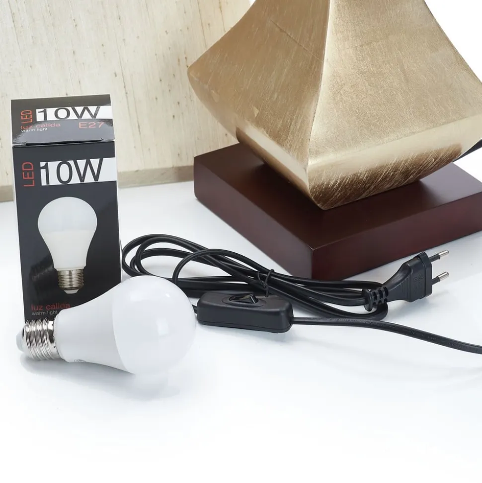 Påfaldende bordlampe Deco med forgyldt fod