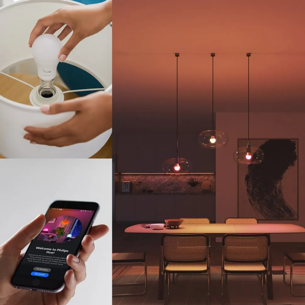 Philips Hue Smart LED-pære E27 A60, 8 W, RGB CCT 3 stk