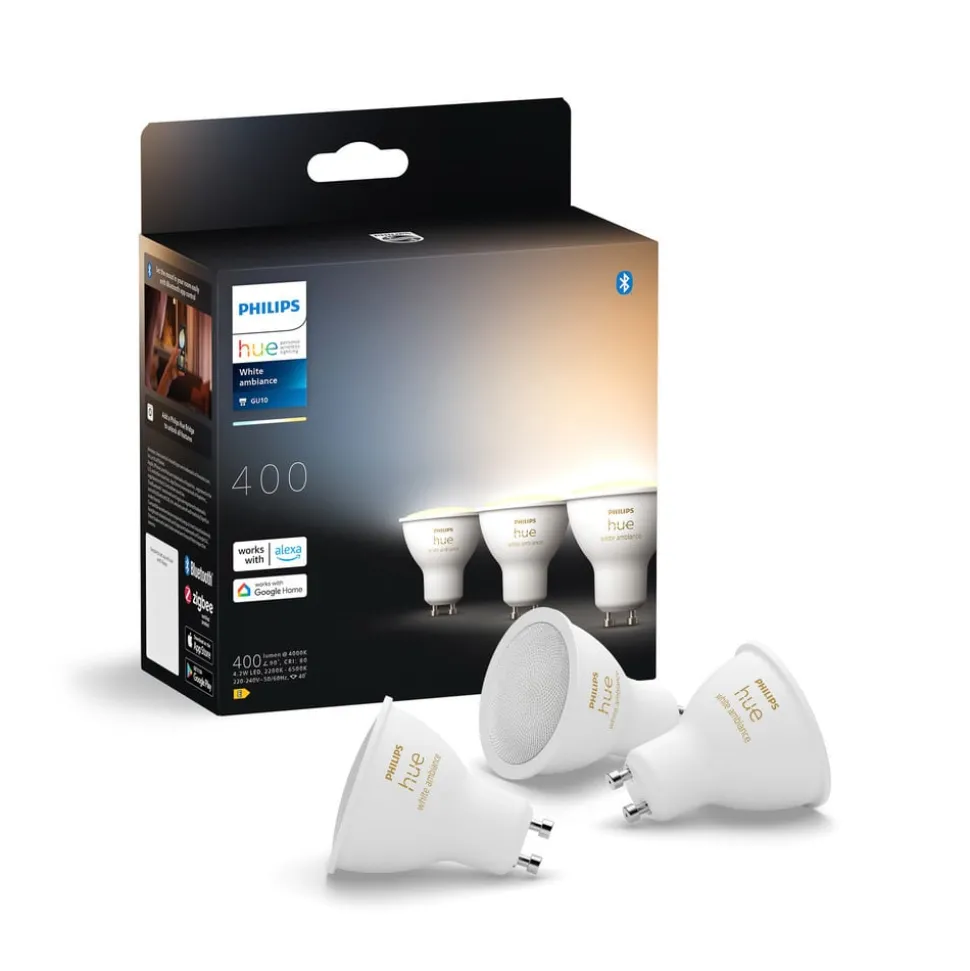 Philips Hue White Ambiance GU10 4,2W reflektorpære, 3 stk.