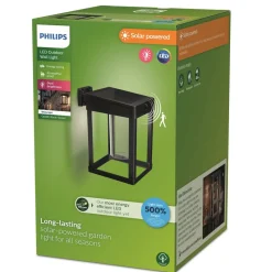 Philips solcelle-sensorlampe Camill sort/klar 14 x 14 cm