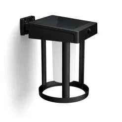 Philips solcelle-væglampe Camill, sort/hvid, Ø 14 cm