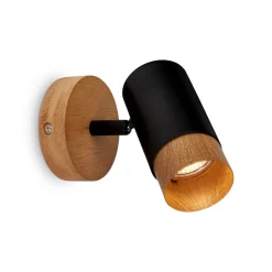 Plek vægspot GU10 sort/træ, 1 lyskilde