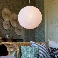 PR Home Haru hængelampe, papir, hvid, Ø 50 cm, globus