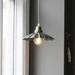 PR Home Hængelampe Ester, grøn, Ø 24 cm, jern, stik