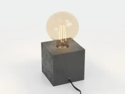 Prestwick 2 bordlampe med træterning, sort