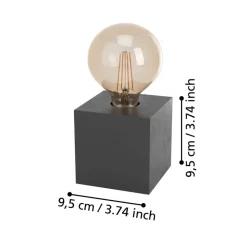 Prestwick 2 bordlampe med træterning, sort