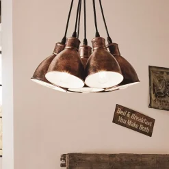 Priddy 1 hængelampe, 7 lyskilder, antik kobber