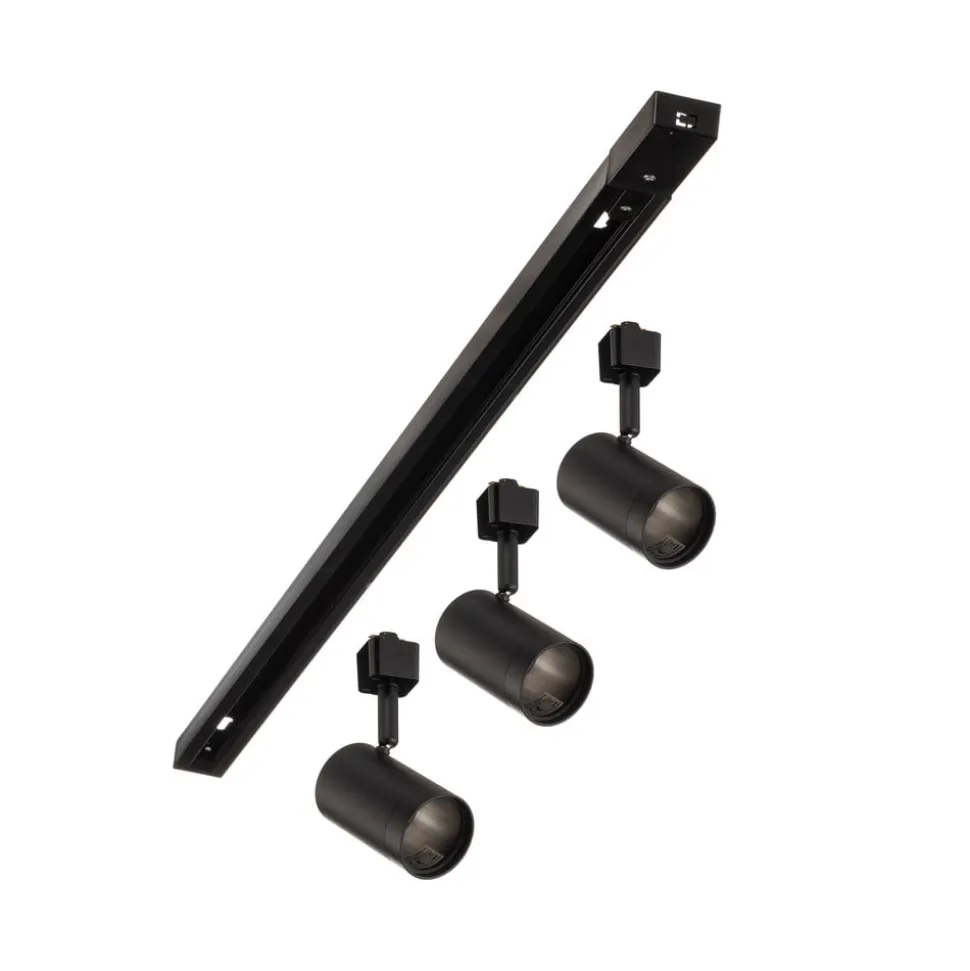 Prios 1 lyskilde skinnesystem Jorell, sort, 3 lyskilder, GU10